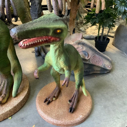 Small Green Baby Raptor Dinosaur Statue - LM Treasures 