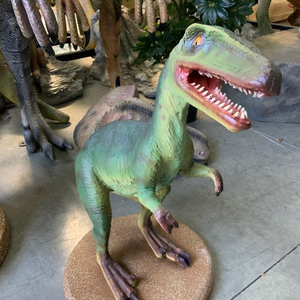 Small Green Baby Raptor Dinosaur Statue - LM Treasures 