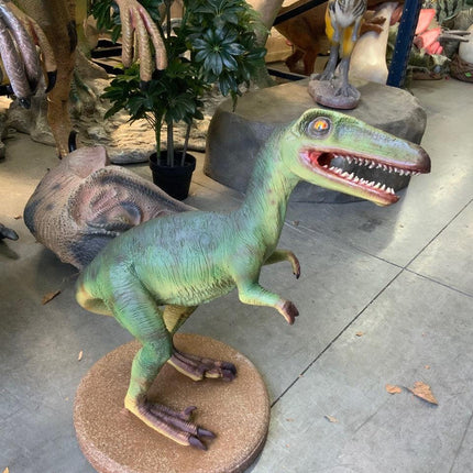 Small Green Baby Raptor Dinosaur Statue - LM Treasures 