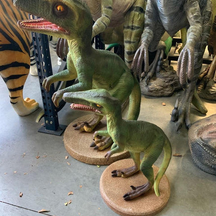 Small Green Baby Raptor Dinosaur Statue - LM Treasures 
