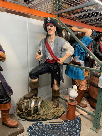 Funny Pirate Standing On Barrel Life Size Statue - LM Treasures 