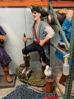Funny Pirate Standing On Barrel Life Size Statue - LM Treasures 