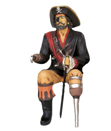 Sitting Captain Hook Life Size Statue - LM Treasures 