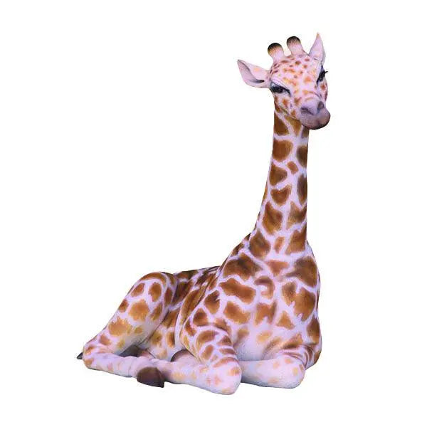Laying Baby Giraffe Life Size Statue LM Treasures - A