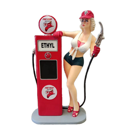 Gasoline Girl With Pump Life Size Statue - LM Treasures 