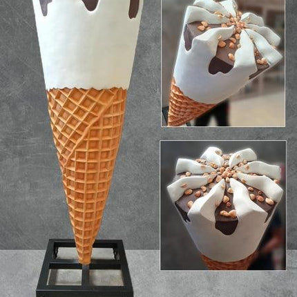 Large Ice Cream Cone with Almonds Over Sized Statue - LM Treasures 