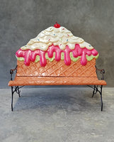 Strawberry Fudge Ice Cream Bench Life Size Statue - LM Treasures 