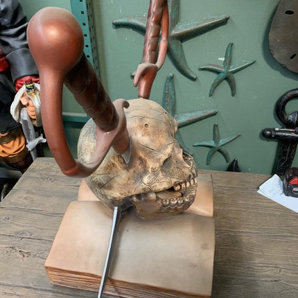 Pirate Skull On Book Over Sized Statue - LM Treasures 