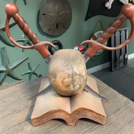 Pirate Skull On Book Over Sized Statue - LM Treasures 