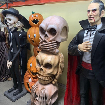 No Speak, Hear, See Skull Tower Over Sized Statue - LM Treasures 