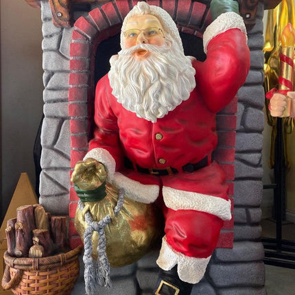 Santa Climbing Chimney Life Size Statue - LM Treasures 