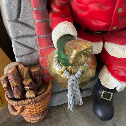 Santa Climbing Chimney Life Size Statue - LM Treasures 