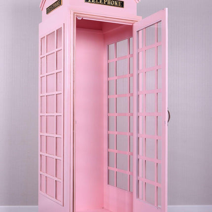 Light Pink British Phone Booth Life Size Statue - LM Treasures 