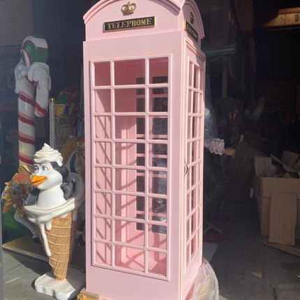 Light Pink British Phone Booth Life Size Statue - LM Treasures 