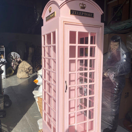 Light Pink British Phone Booth Life Size Statue - LM Treasures 