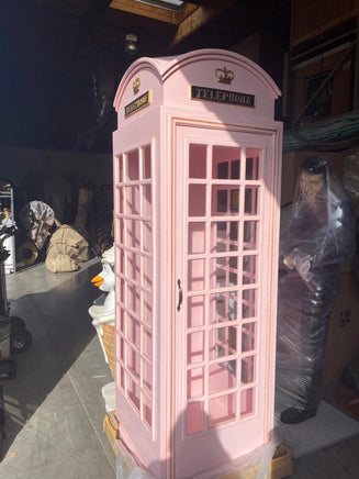 Light Pink British Phone Booth Life Size Statue - LM Treasures 