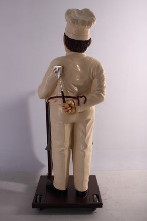 Chef With Rolling Menu Board Life Size Statue - LM Treasures 