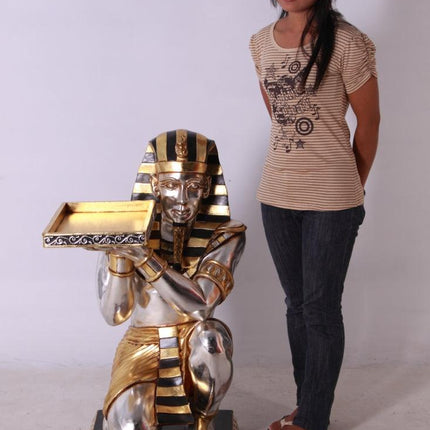 Egyptian Kneeling King Tut Table Life Size Statue - LM Treasures 