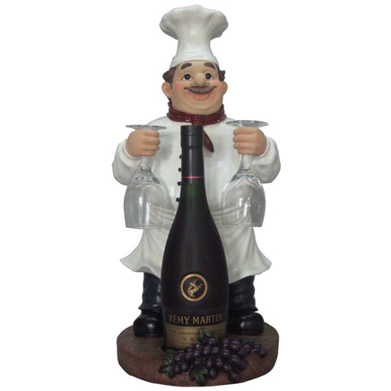 Chef Wine Bottle Holder and Glass Set Statue - LM Treasures 