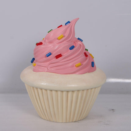 Pink Frosting Vanilla Cupcake Over Sized Statue - LM Treasures 