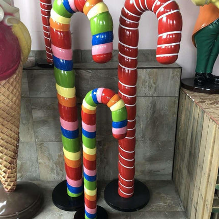 Small Rainbow Cushion Candy Cane Statue - LM Treasures 