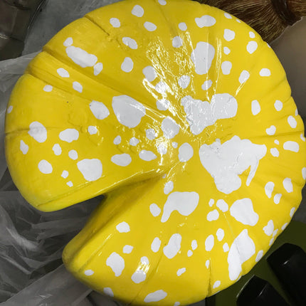 Yellow Single Split Mushroom Stool Over Sized Statue - LM Treasures 