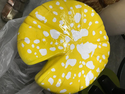 Yellow Single Split Mushroom Stool Over Sized Statue - LM Treasures 