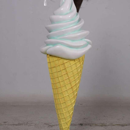 Small Soft Serve Mint Green Ice Cream Over Sized Statue - LM Treasures 