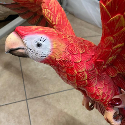 Red Flying Macaw Parrot Life Size Statue - LM Treasures 