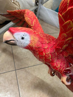 Red Flying Macaw Parrot Life Size Statue - LM Treasures 