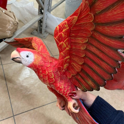 Red Flying Macaw Parrot Life Size Statue - LM Treasures 