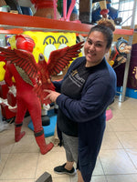 Red Flying Macaw Parrot Life Size Statue - LM Treasures 