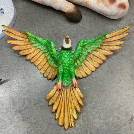 Green Flying Macaw Parrot Life Size Statue - LM Treasures 