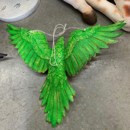 Green Flying Macaw Parrot Life Size Statue - LM Treasures 