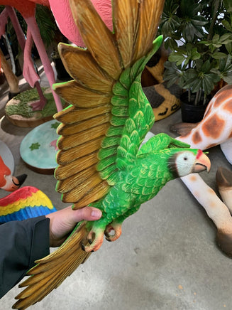 Green Flying Macaw Parrot Life Size Statue - LM Treasures 