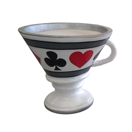 Tea Cup With Card Suits Over Sized Statue - LM Treasures 