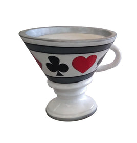 Tea Cup With Card Suits Over Sized Statue - LM Treasures 