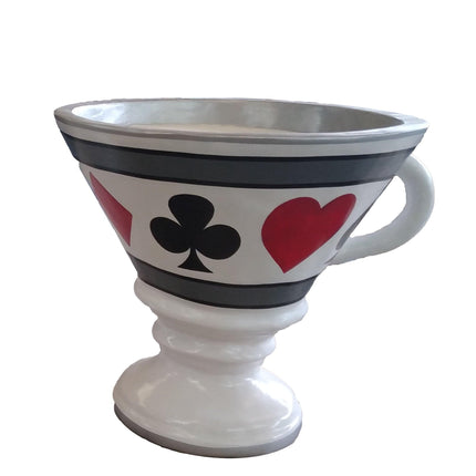 Tea Cup With Card Suits Over Sized Statue - LM Treasures 