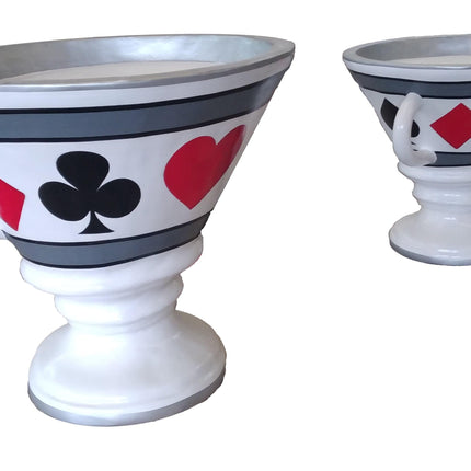 Tea Cup With Card Suits Over Sized Statue - LM Treasures 