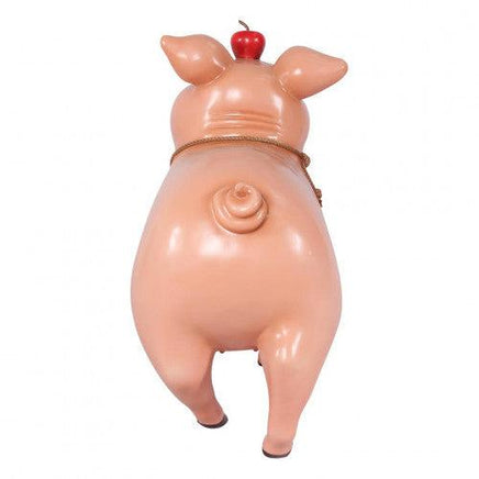 Comic Pig With Apple Life Size Statue - LM Treasures 