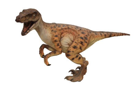 Orange Velociraptor Dinosaur Life Size Statue - LM Treasures 