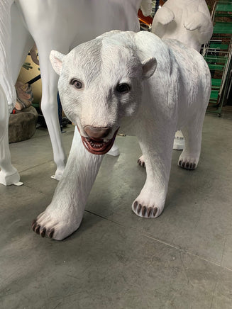 Polar Bear Walking Mouth Open Life Size Statue - LM Treasures 