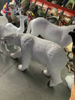 Polar Bear Walking Mouth Open Life Size Statue - LM Treasures 