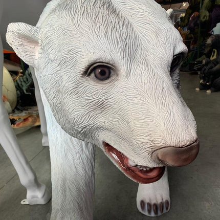Polar Bear Walking Mouth Open Statue - LM Treasures 
