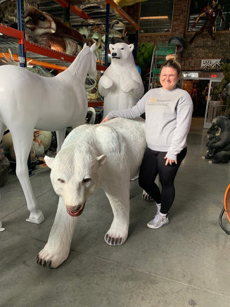Polar Bear Walking Mouth Open Statue - LM Treasures 