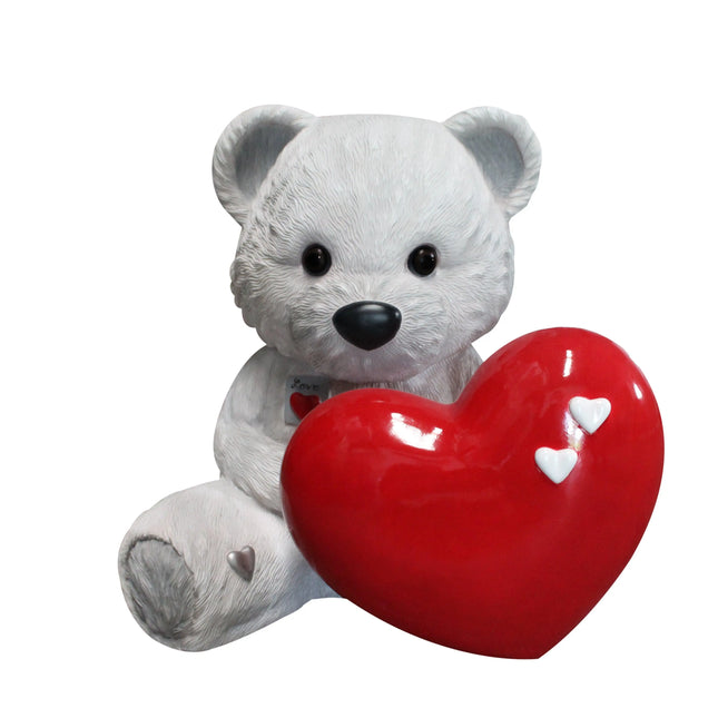 White Teddy Bear With Heart Over Sized Statue LM Treasures - PT