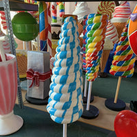 Small Striped Blue Cone Lollipop Over Sized Statue - LM Treasures 