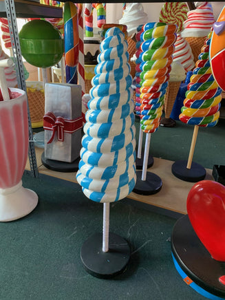 Small Striped Blue Cone Lollipop Over Sized Statue - LM Treasures 