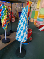 Small Striped Blue Cone Lollipop Over Sized Statue - LM Treasures 