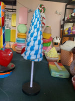 Small Striped Blue Cone Lollipop Over Sized Statue - LM Treasures 